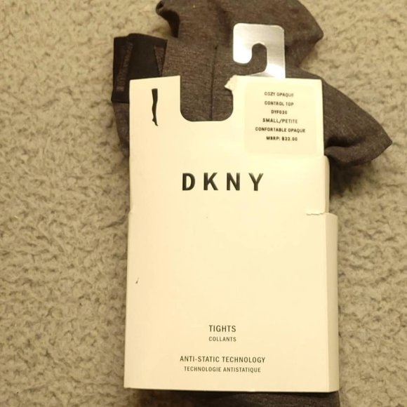 DKNY Womens Control Top Tights Charcoal Gray Heathered Cozy Opaque Stretch S New - Picture 1 of 5